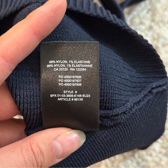 Babaton Aritzia Sculpt Knit Squareneck Cropped Tank Navy Blue S - Picture 5 of 5